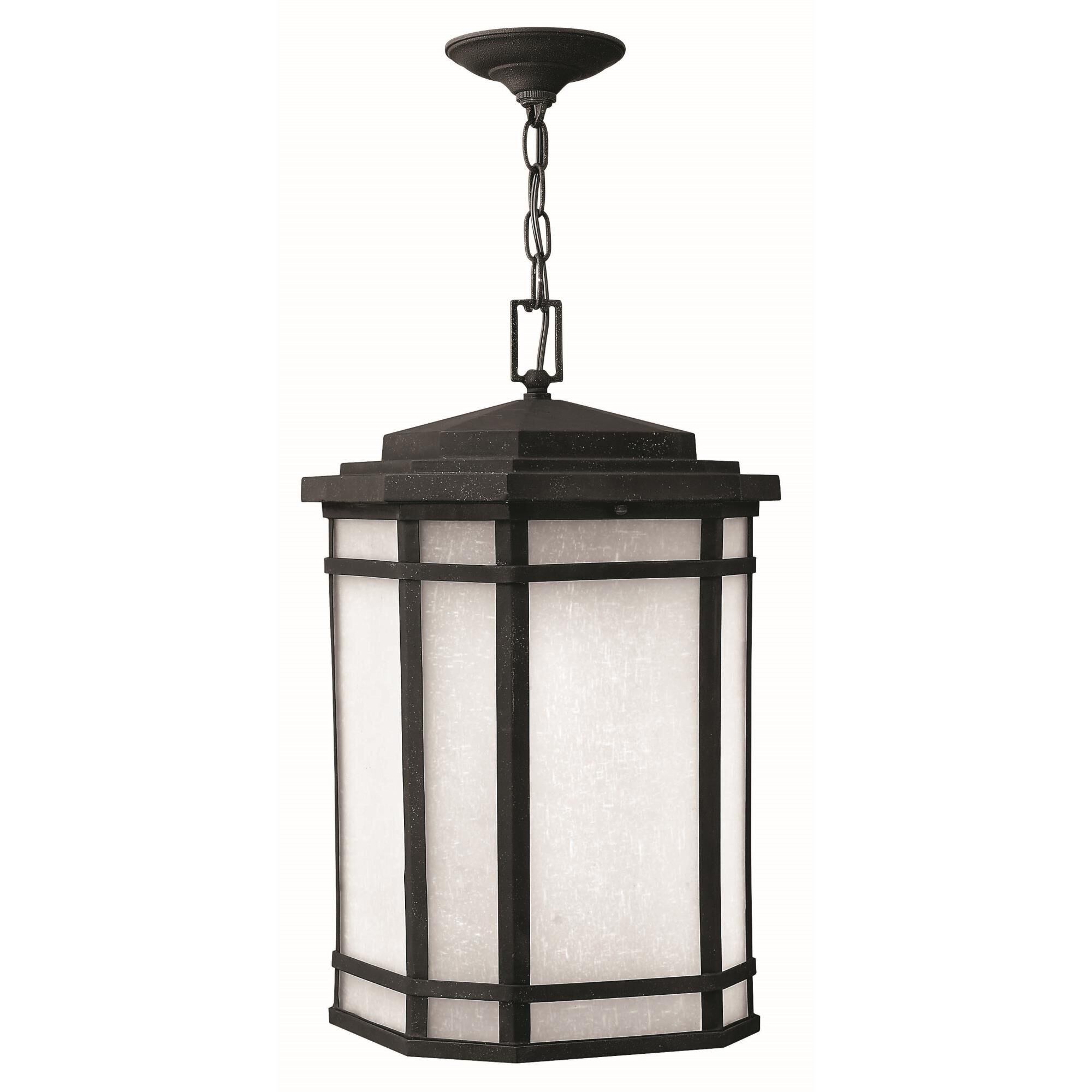 Shown in Vintage Black finish and White Linen glass
